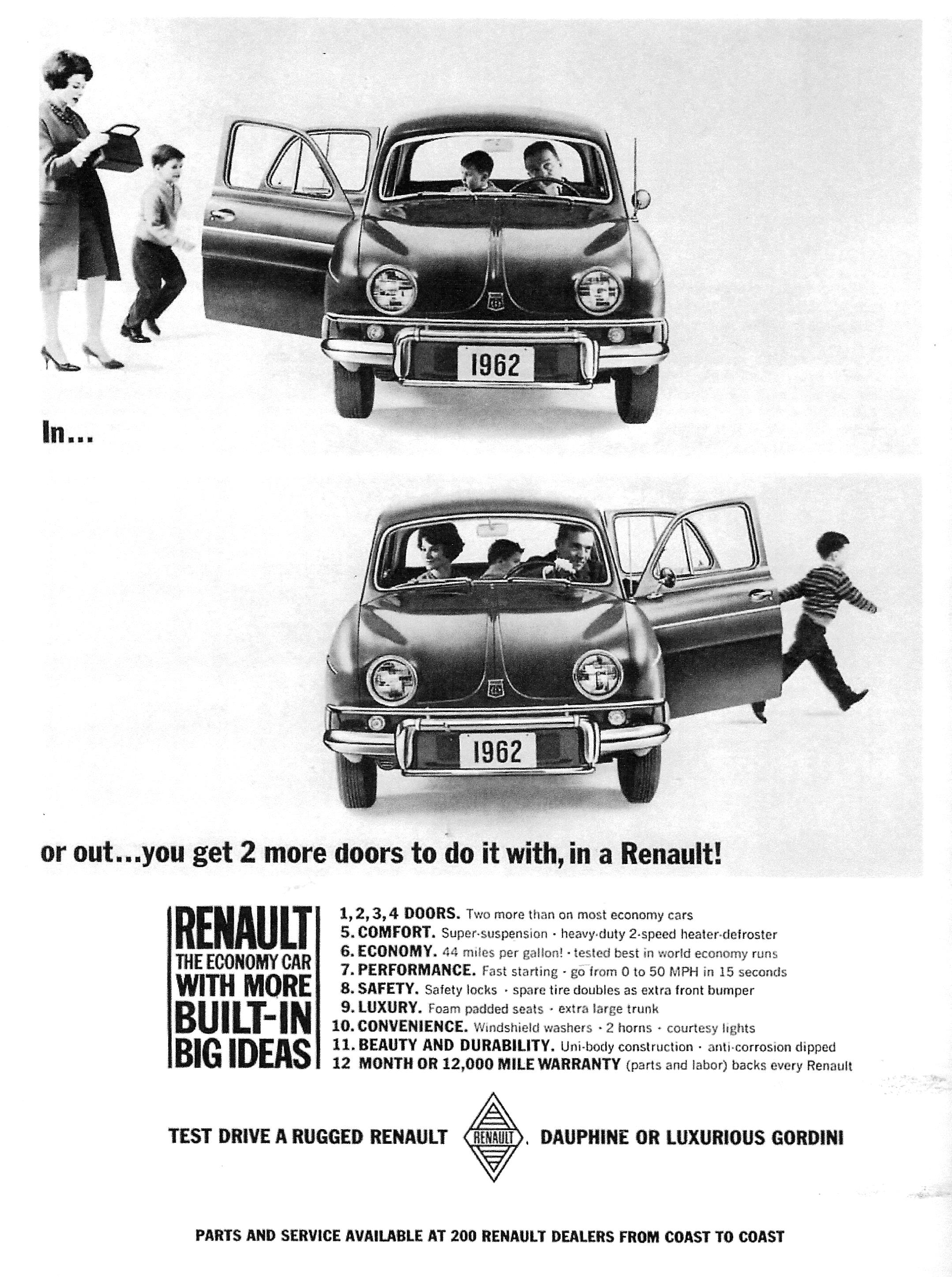 Catalogue  pub auto prospectus Renault 62 Dauphine Gordini R3/R4 floride 